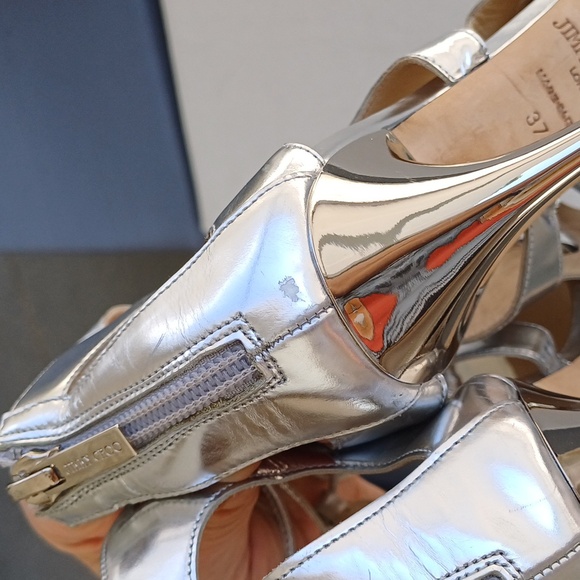 JIMMY CHOO difussed silver mirror cage heels shoes 37 7 Easter - Picture 17 of 17